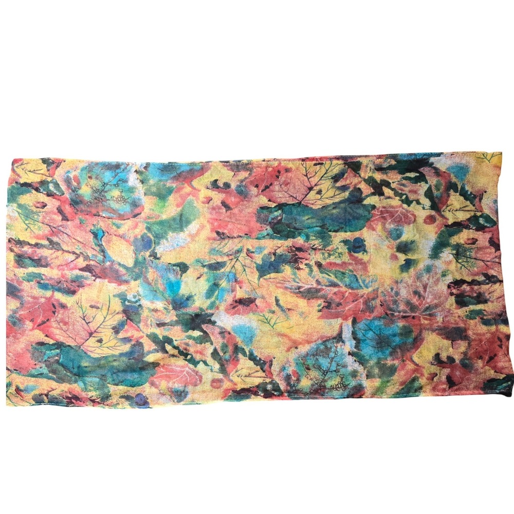 Infinity Scarf Floral Green Yellow Pink Bandana Wrap Cover Up Lightweight 34x17